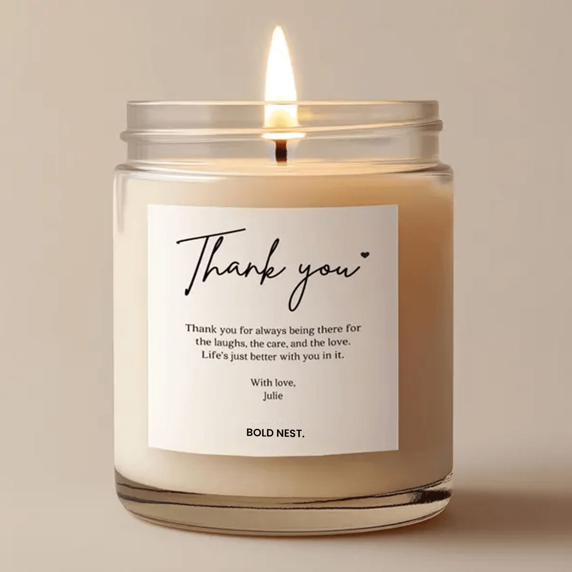 Personalized Thank You Candle Custom Message Candle Gift Appreciation Gift Best Friend Gift Teacher Gift Custom Candle
