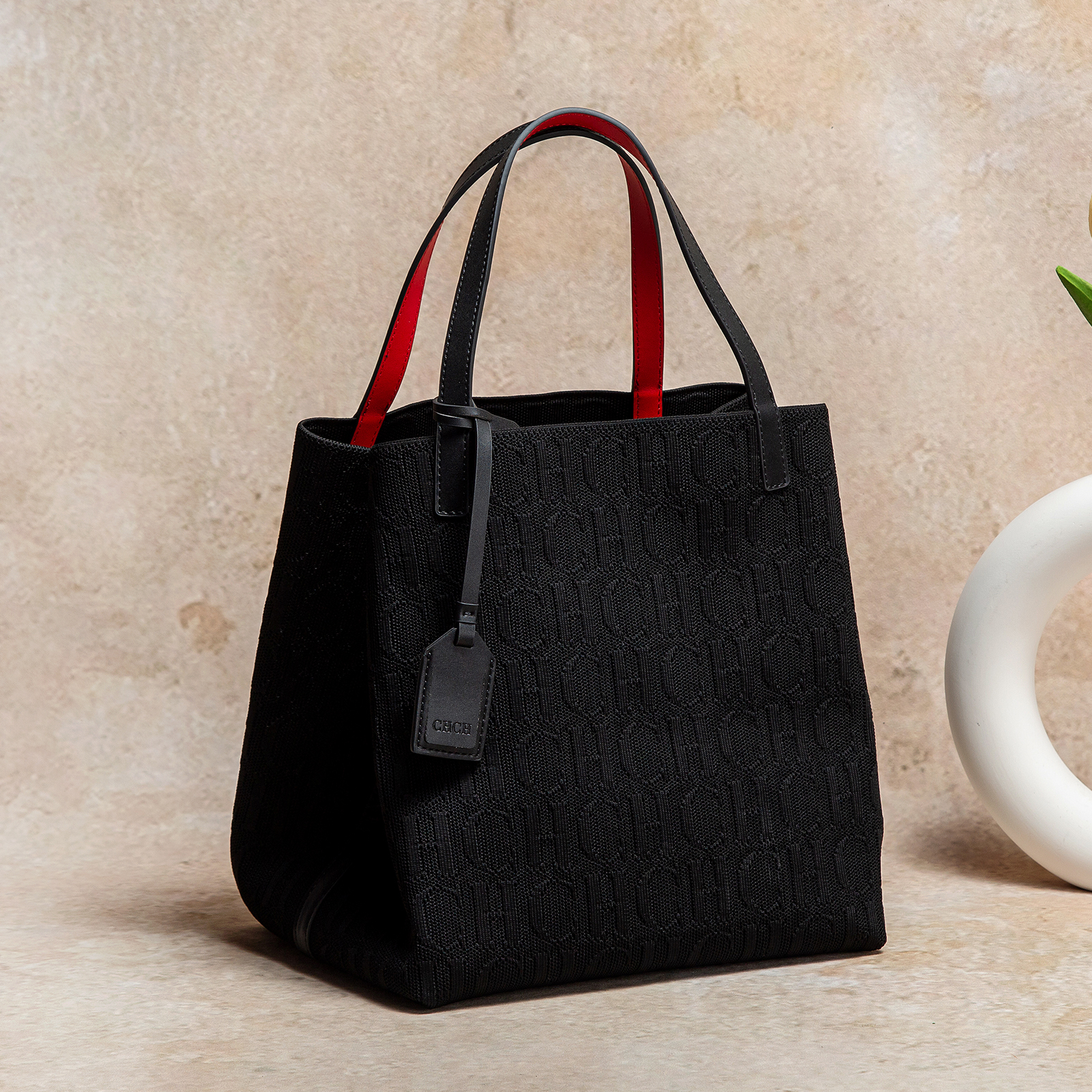 Simple Black Knitted Bag, New Large Capacity Shopping Tote for Women