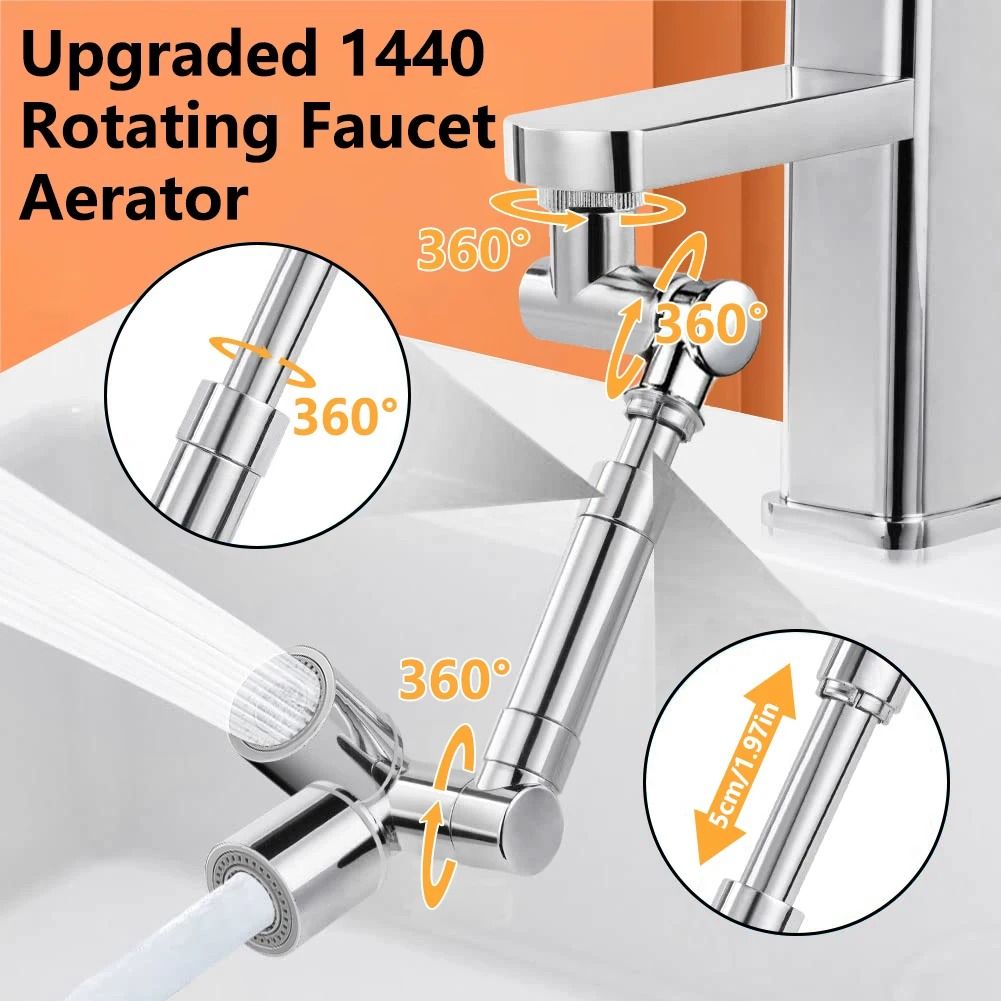 Ultimate 1440° Swivel Faucet Extender and Universal Robotic Arm Aerator