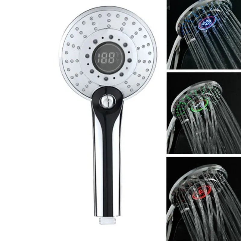 Temperature Control Shower, LED Shower Head Digital, 3 Spraying Mode, Water Saving Shower Filter, Bathroom Accessories