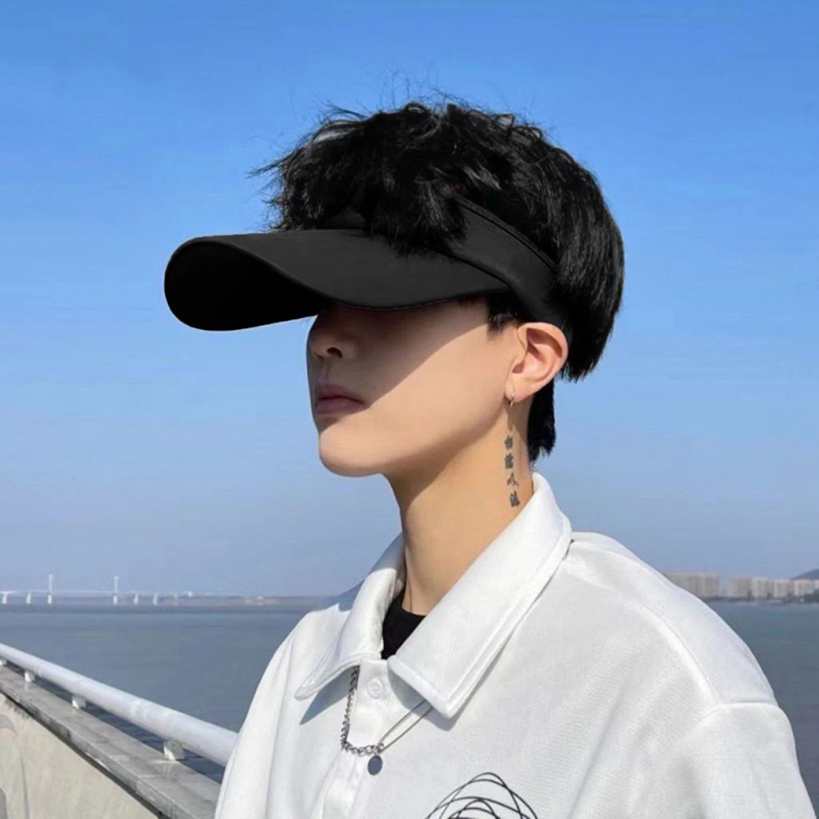 Mens Summer UV Protection Hat – Adjustable Solid Sunshade Cap for Beach, Camping, Fishing & Travel Outdoor Use