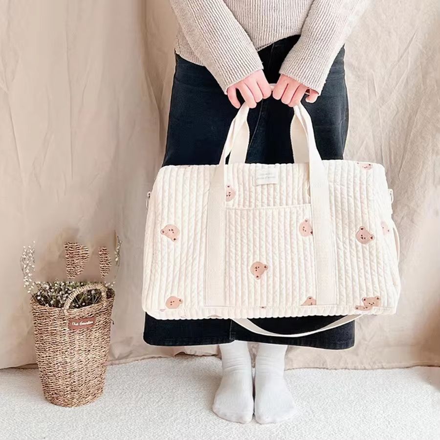 Little Bear Embroidered Handheld and Shoulder Tote Bag