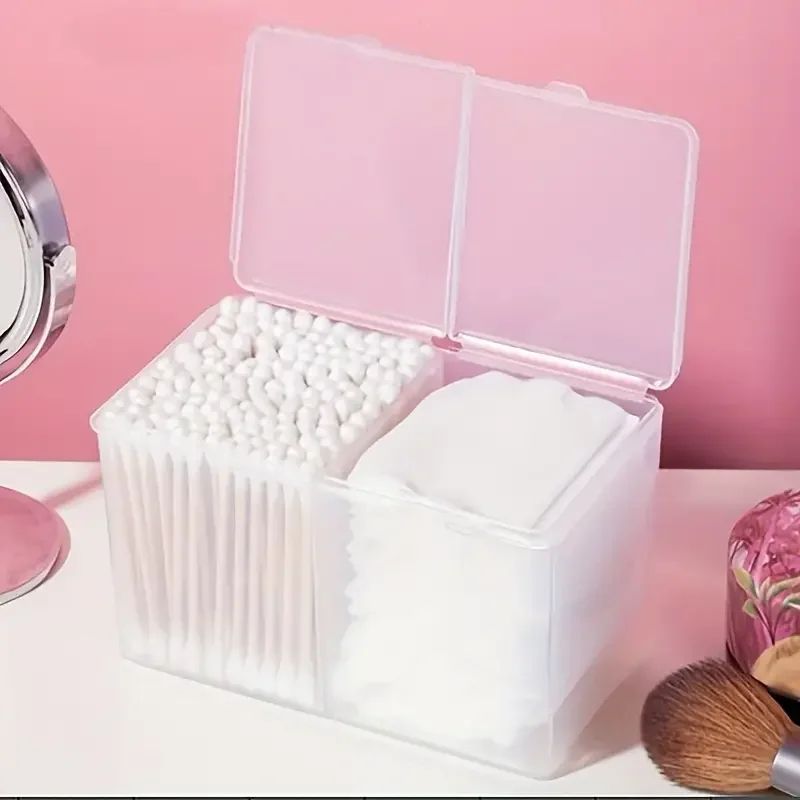 Clear Makeup Storage Box with Lid | 2-Grid Dustproof Vanity Organizer for Skincare, Cosmetics & Countertop Storage