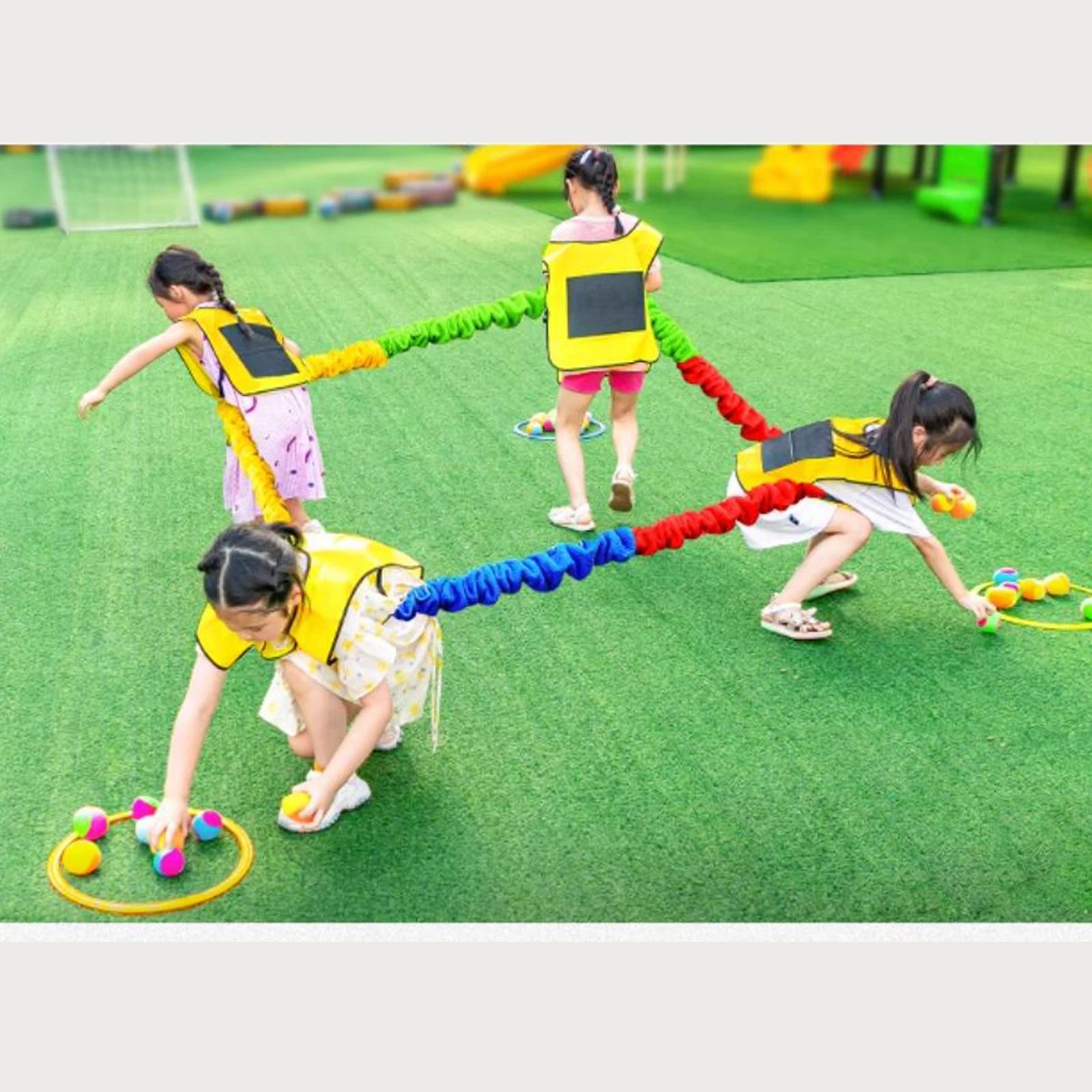 TeamSync Outdoor Team Building Game – Kids Elastic Rope Loop Party Activity Set