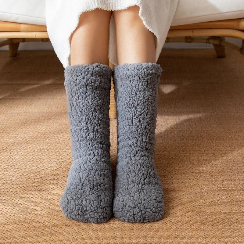 Womens Thickened Winter Thermal Velvet Non Slip Slipper Socks