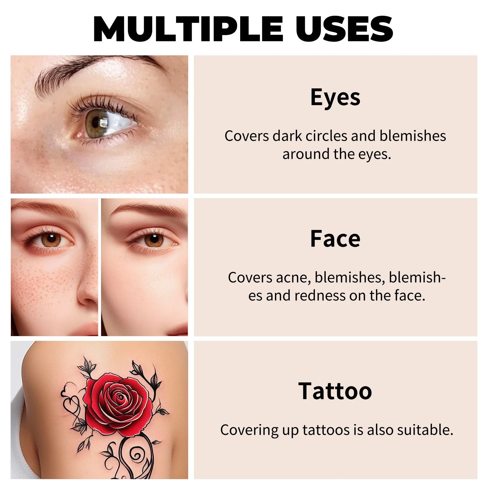 FlawlessBlend Waterproof Tattoo Concealer Full Coverage Body Foundation