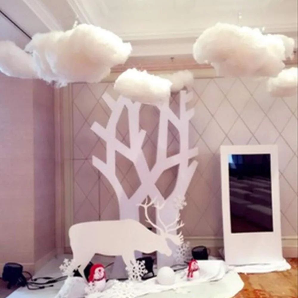 3D Artificial Cloud Ceiling Decor Set – 9pcs Soft Simulation Cotton Clouds for Bedroom, Party & Wedding Styling