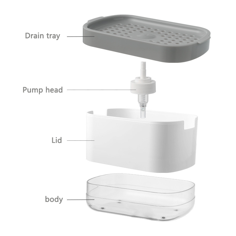 Automatic Soap Dispenser with Foam and Sponge Holder Kitchen & Bathroom Liquid Container