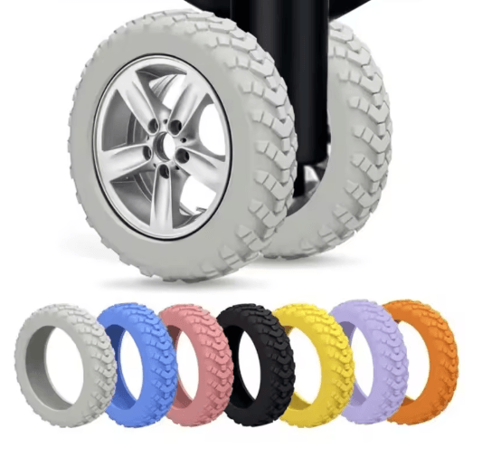 8 Piece Silicone Luggage Wheel Covers Noise Reducing Suitcase Caster Protectors for Smooth Travel
