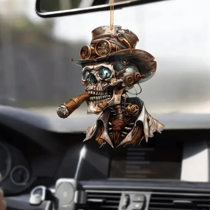Personalized Acrylic Halloween Car Pendant – Spooky Rearview Mirror Hanging Decor