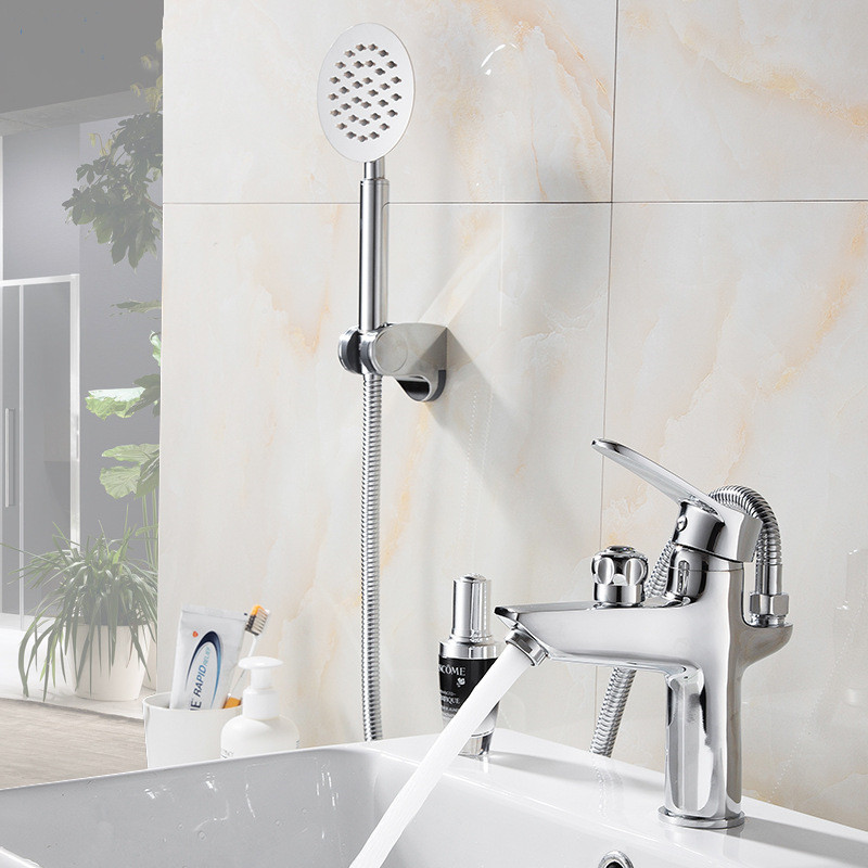 Modern Chrome Bathroom Sink Faucet Deck Mounted Hot and Cold Mixer Tap