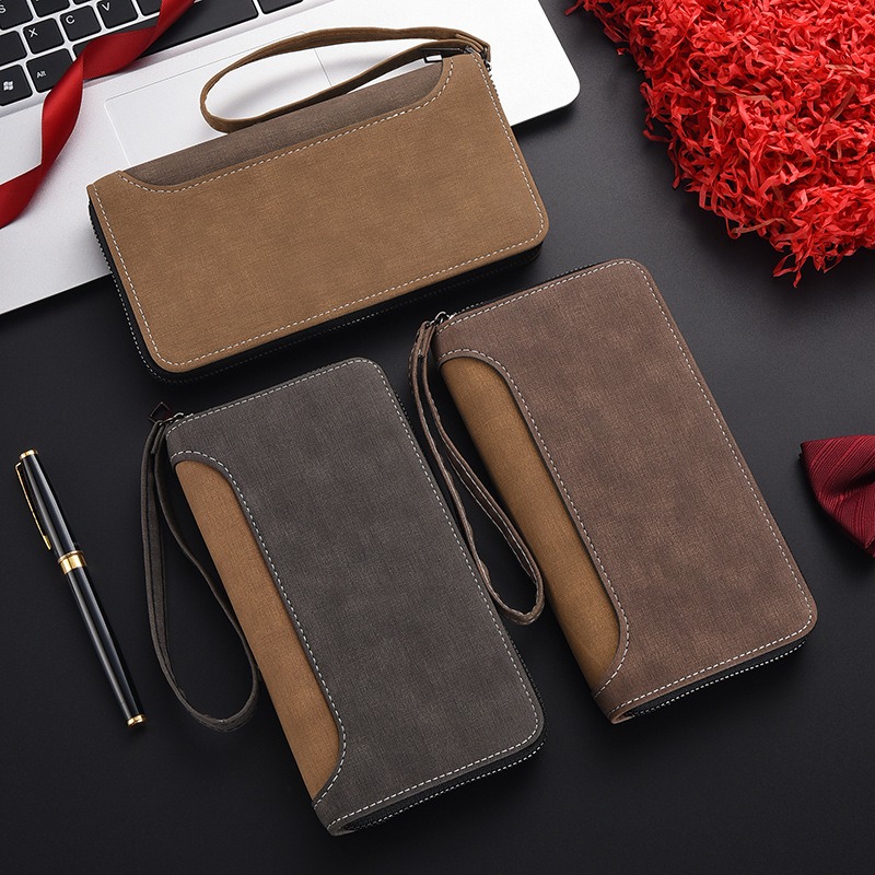 Mens Multi Functional Long Wallet Large Capacity Zipper Coin Purse & Mobile Phone Bag