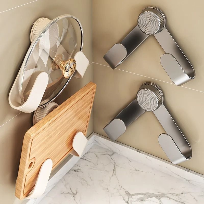 No-Drill Wall Mounted Pot Lid Rack Multi-Purpose Cutting Board Holder Space-Saving Kitchen Organizer