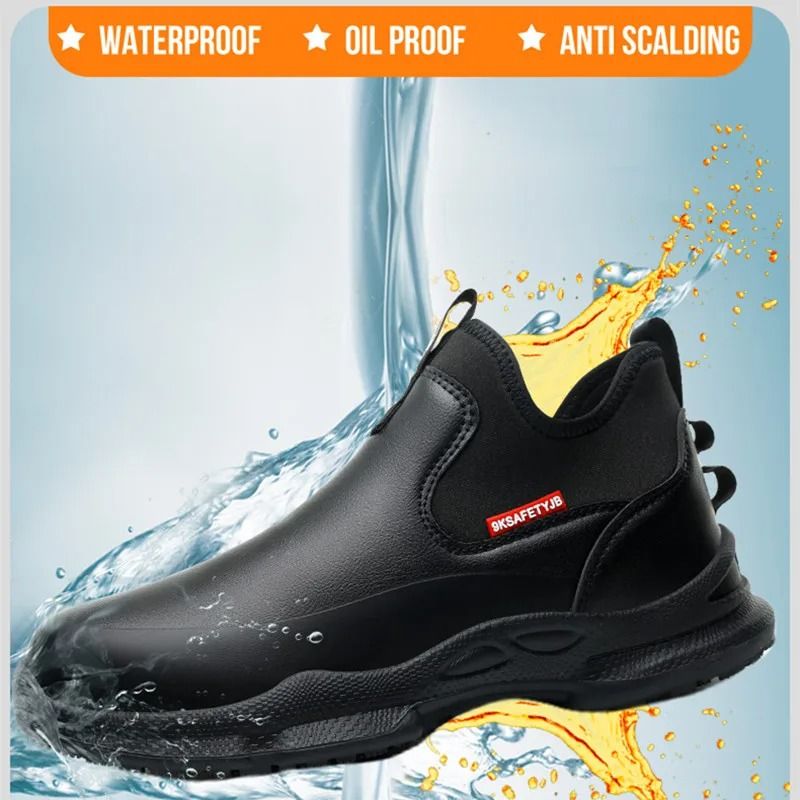 Non Slip Waterproof Work Shoes for Men Lightweight Anti Skid Kitchen and Safety Sneakers