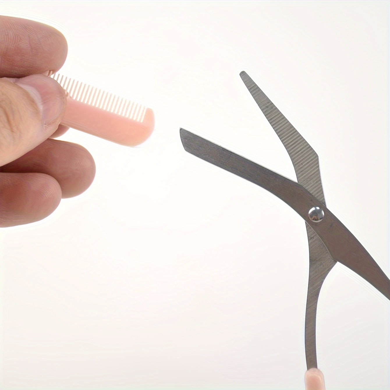 Pink Eyebrow Trimming Scissors with Built-in Comb, Stainless Steel Precision Grooming Tool