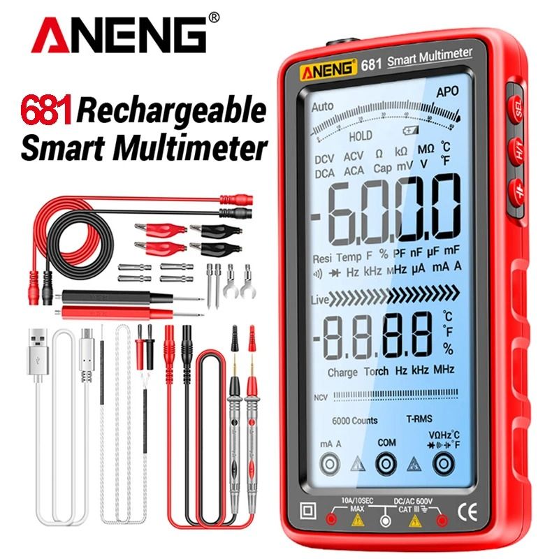 ANENG 681 Rechargeable Professional Multimeter with Non-Contact Voltage and LCD Screen
