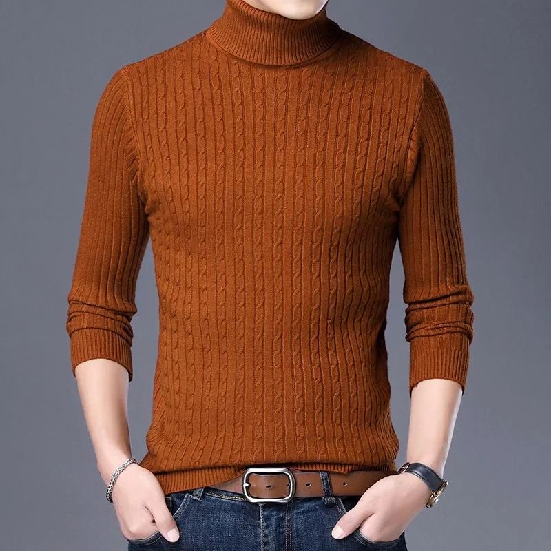 Winter High Neck Thick Warm Sweater Men Slim Fit Pullover Knitwear