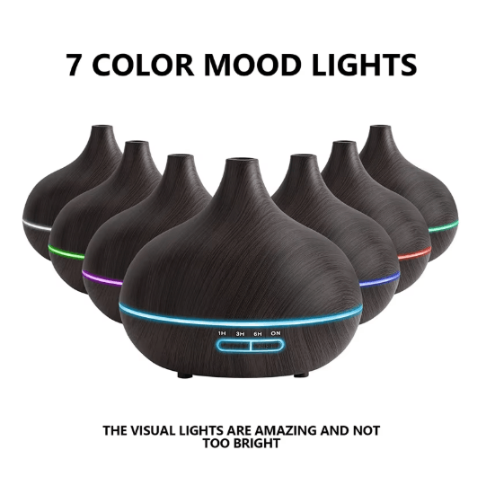 550ML Wood Grain Aroma Diffuser LED essential oil diffuser with Remote & Color Lights