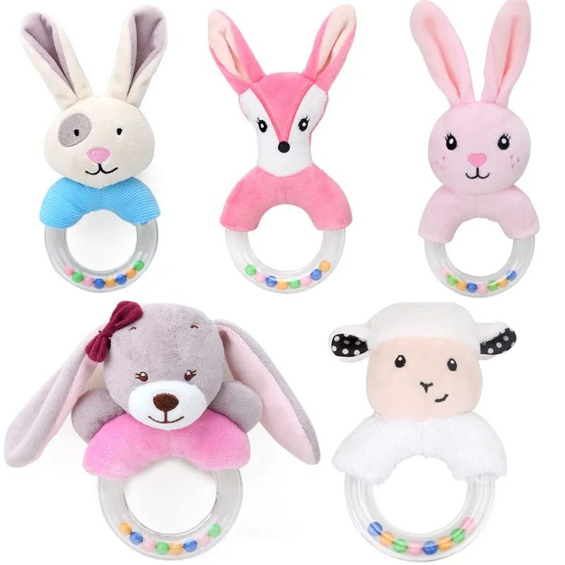 Baby Plush Stroller Toy Hanging Rattle Mobile with Cartoon Animals