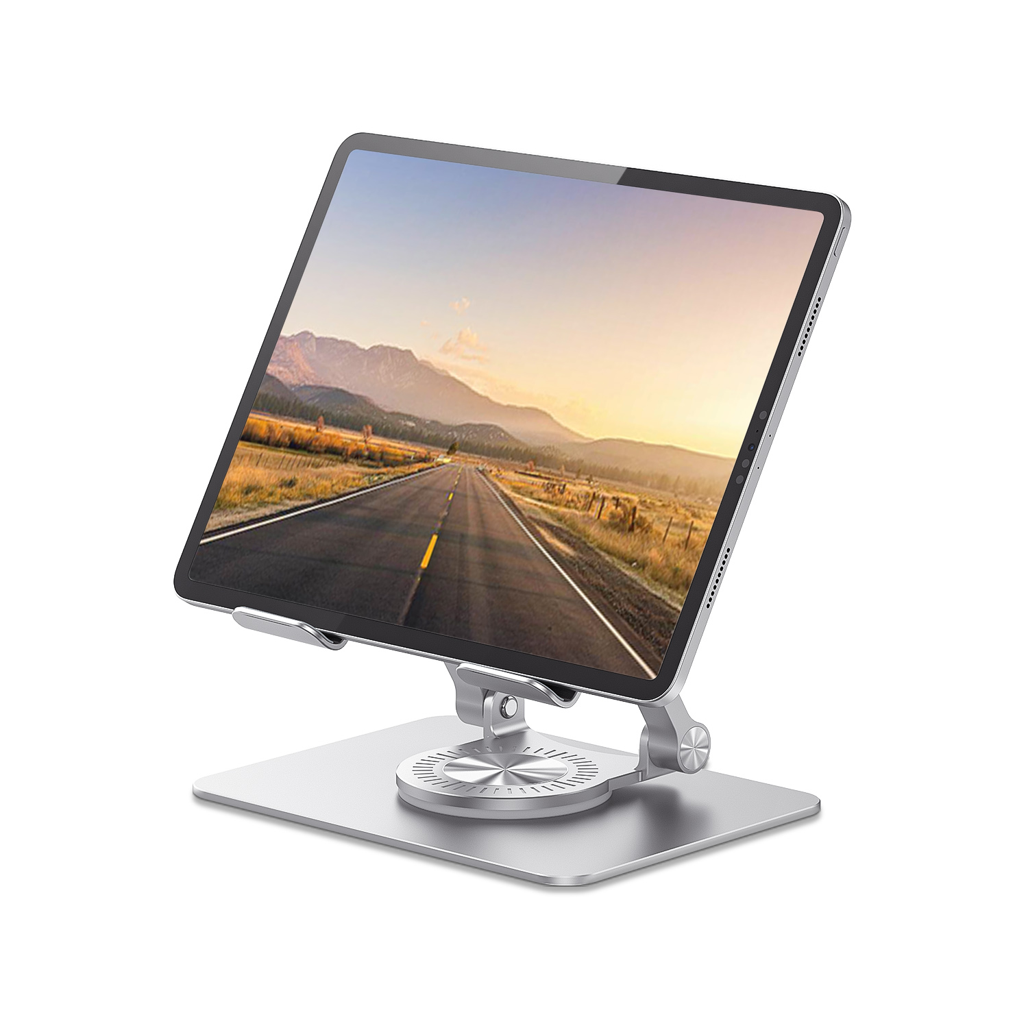 Aluminum Tablet Stand Holder, Adjustable Tablet Stand with 360 Swivel, Universal Tablet Holder for iPad Samsung