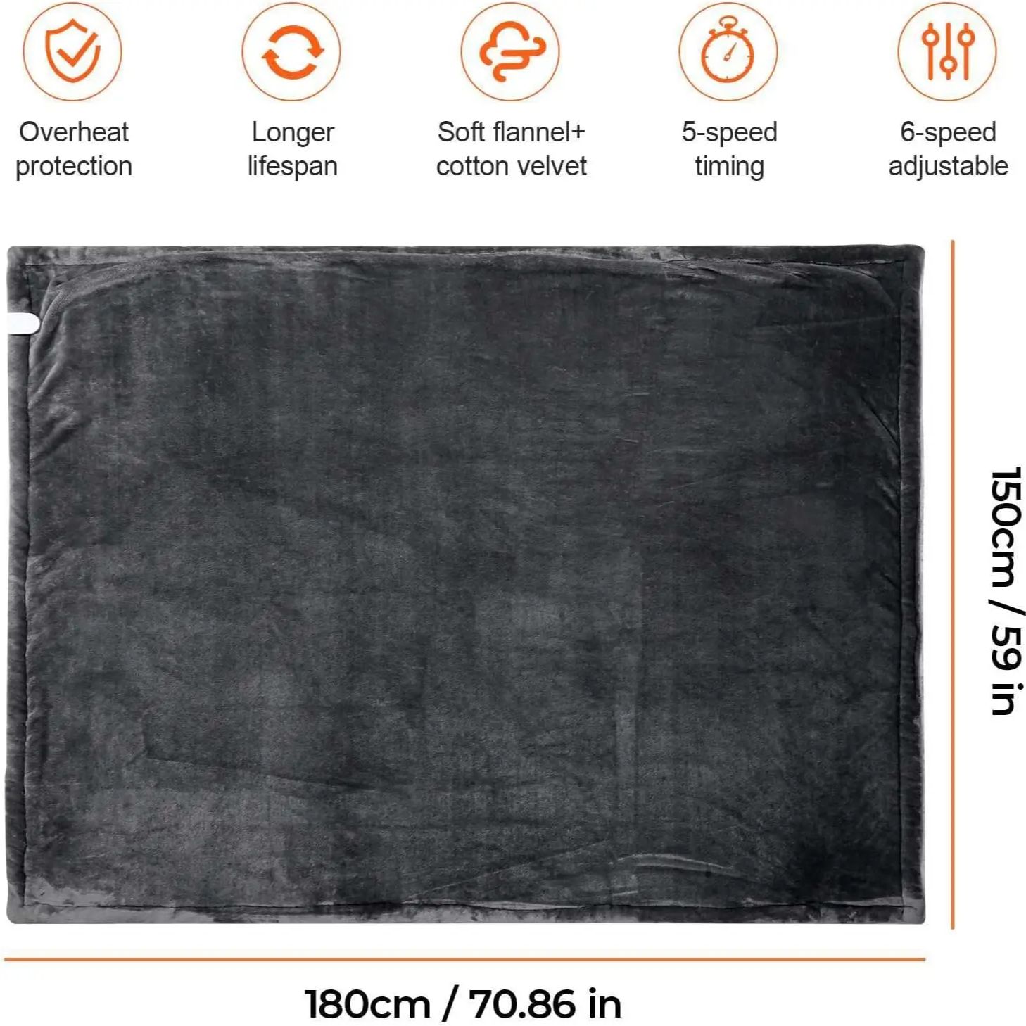Soft Heated Throw Blanket Electric Blanket, Heating Levels, Auto Off, Over Heat Protection