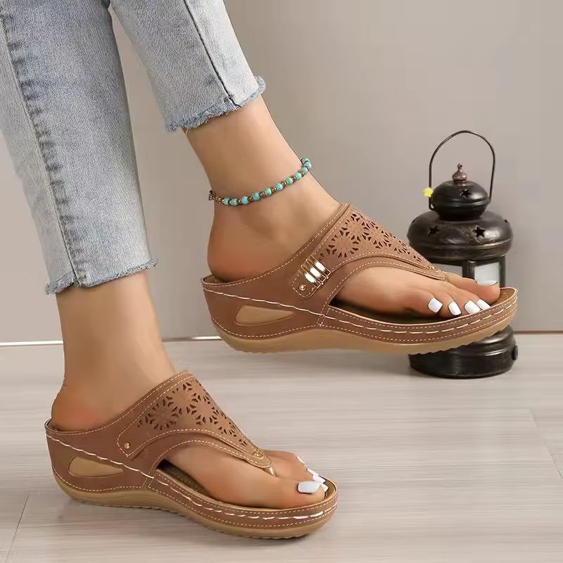 Women's Orthopedic Wedge Sandals - Comfortable Leather Non-Slip Summer Platform Shoes
