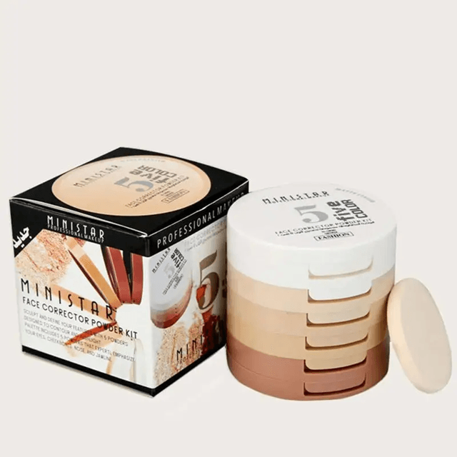 5-in-1 Loose Setting and Contouring Powder Stack – Oil Control Makeup for Brightening and Blending