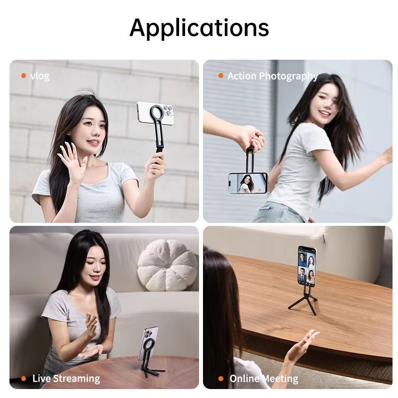 Ulanzi MA30 Carabiner Phone Tripod – Dual-Sided Magnetic Tripod & Desk Mount for iPhone Vlogging, Travel, and Live Strea
