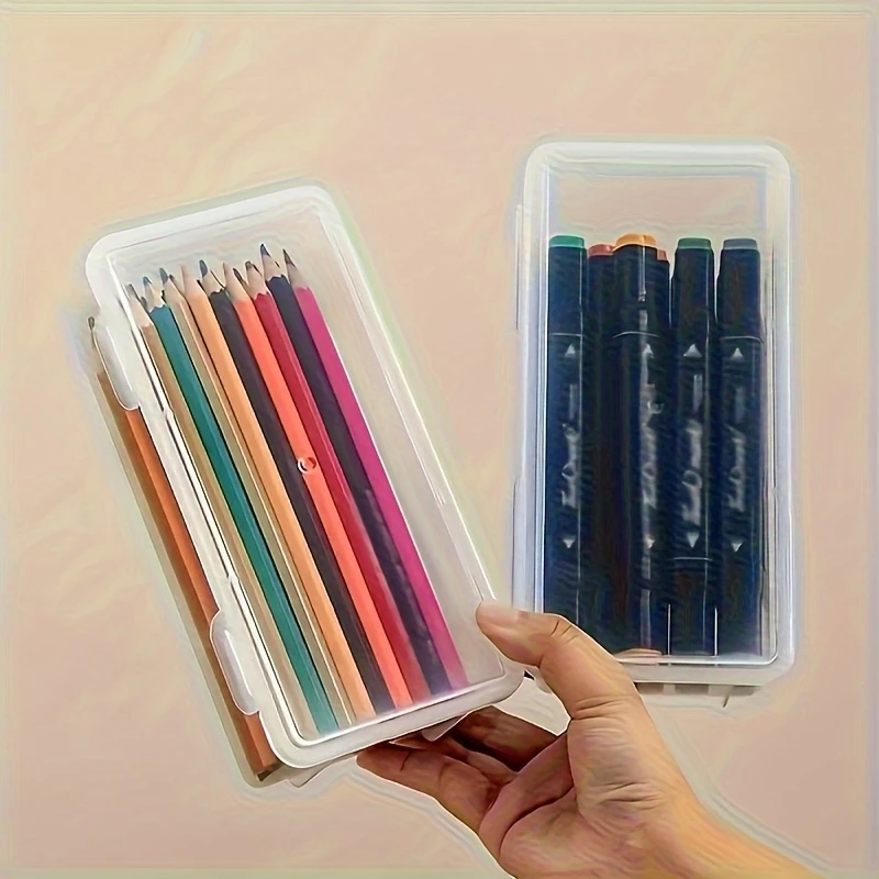 Plastic Translucent Pencil Case Box PP Multi-function Organizer for School Supplies and Office Use