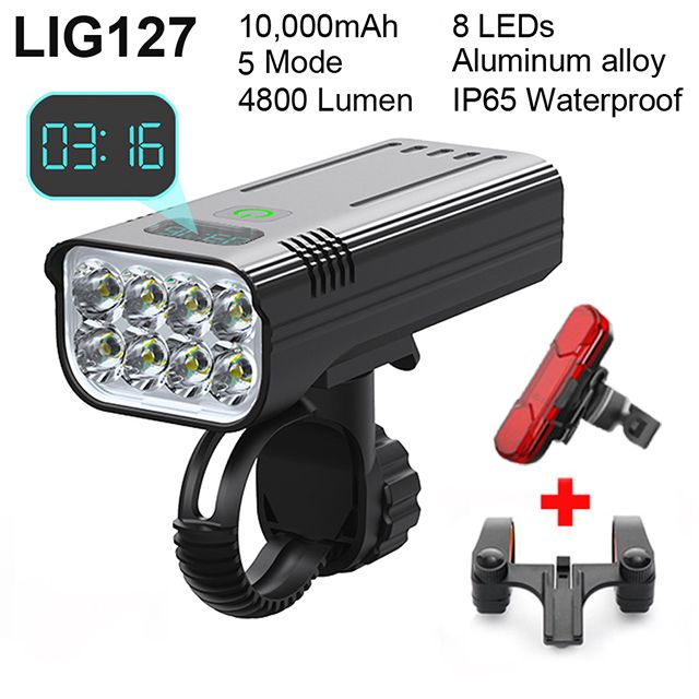 4800 Lumen USB Rechargeable Bicycle Light with 10000mAh Battery and Rainproof Design
