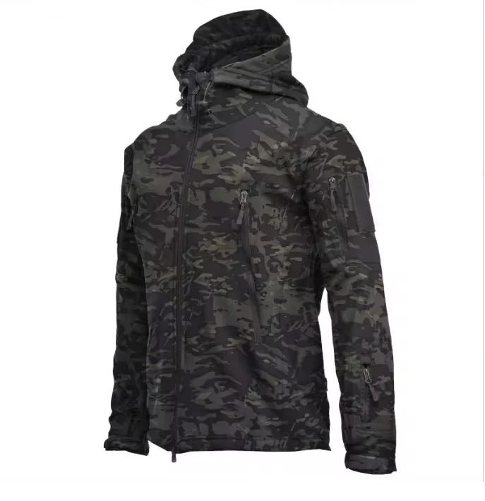 Men's Tactical Shark Skin Soft Shell Jacket – Windproof Waterproof Military Hooded Combat Bomber Coat