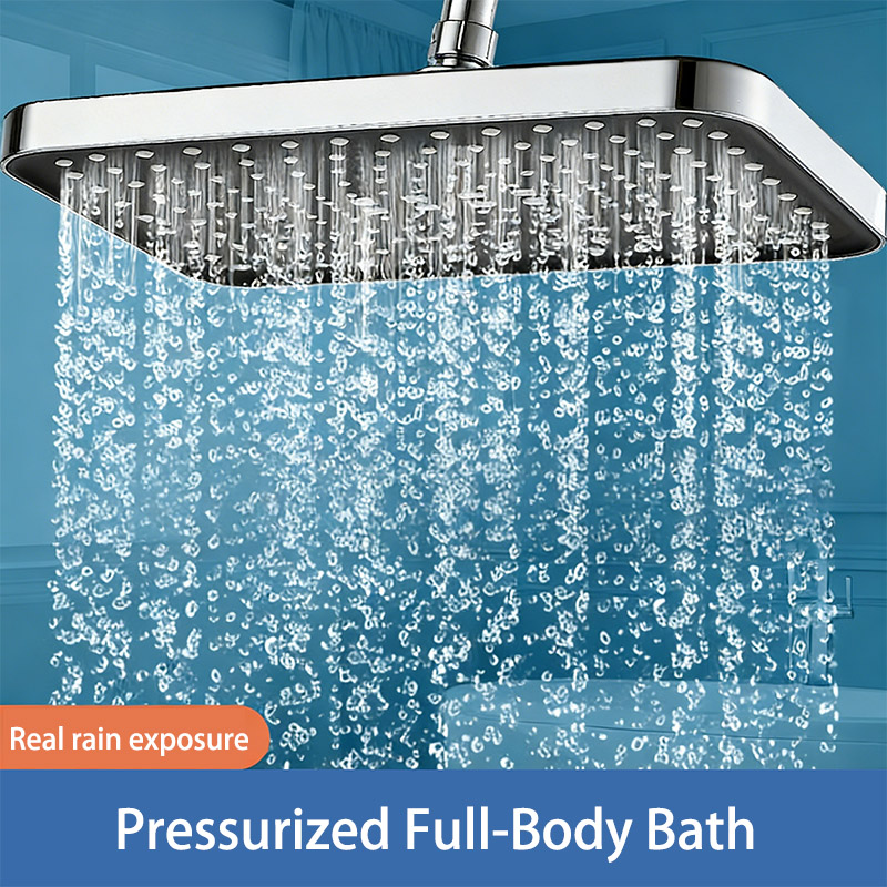 Adjustable Pressurized Shower Head, Large Panel Top Spray Universal Bathroom Set