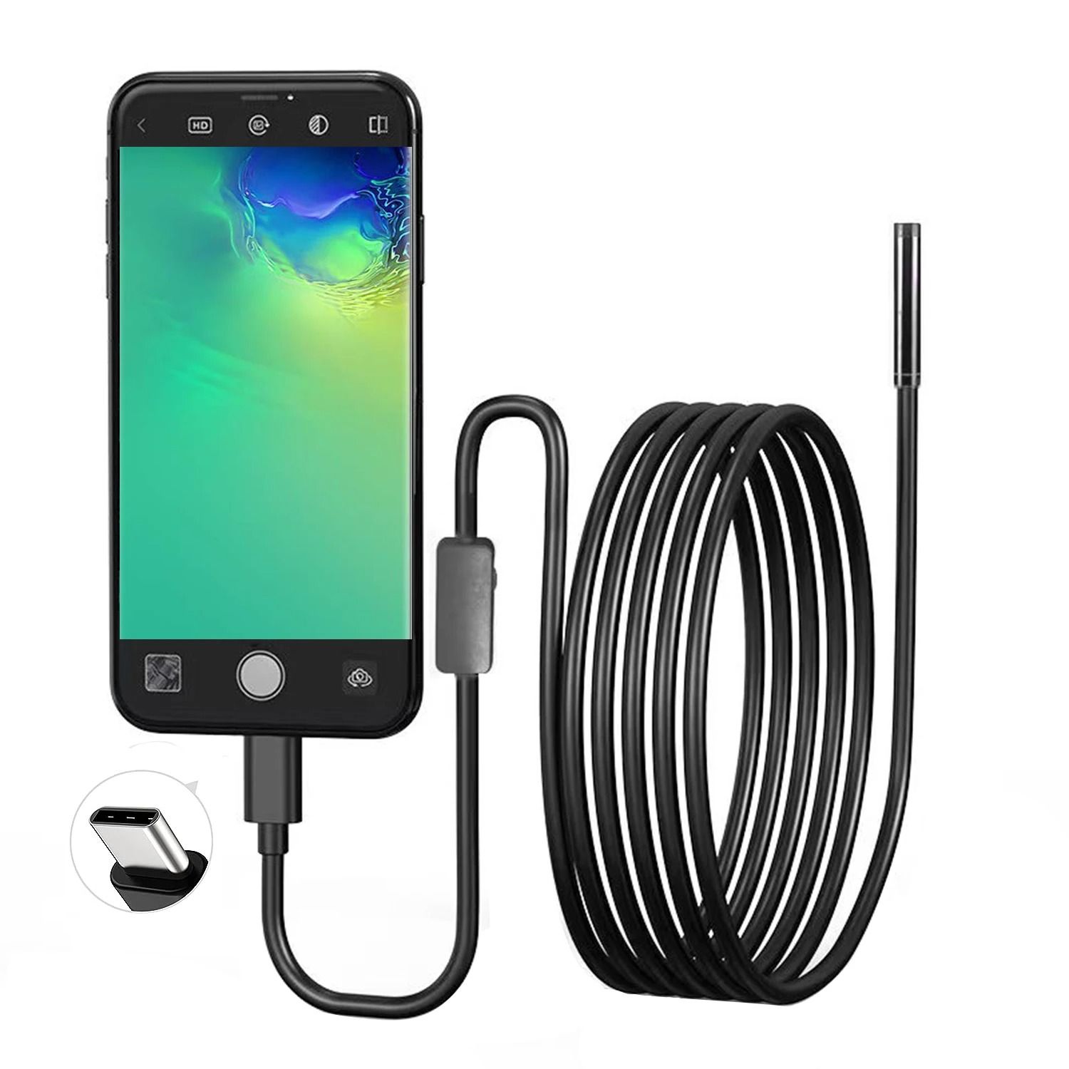 USB Endoscope OTG Borescope Inspection Camera Waterproof 5.5mm with LED Lighting