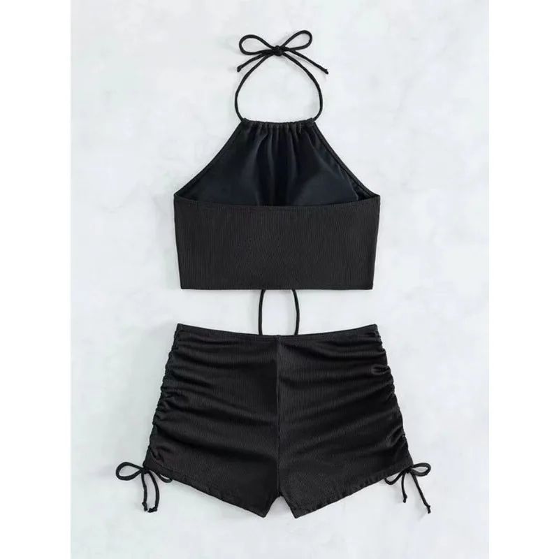 Solid Halter Strapless Bikini Top Set