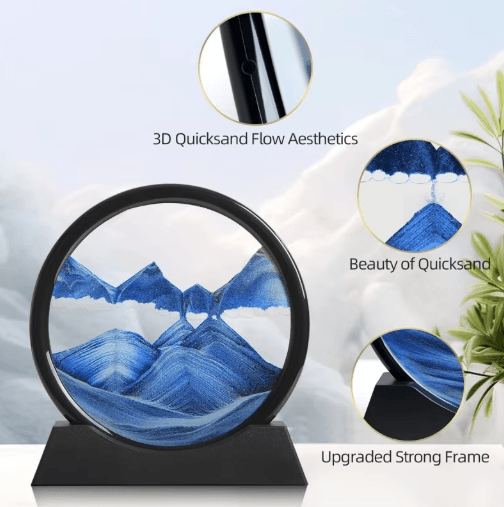3D Moving Sand Art Frame – Relaxing Hourglass Sandscape Decor