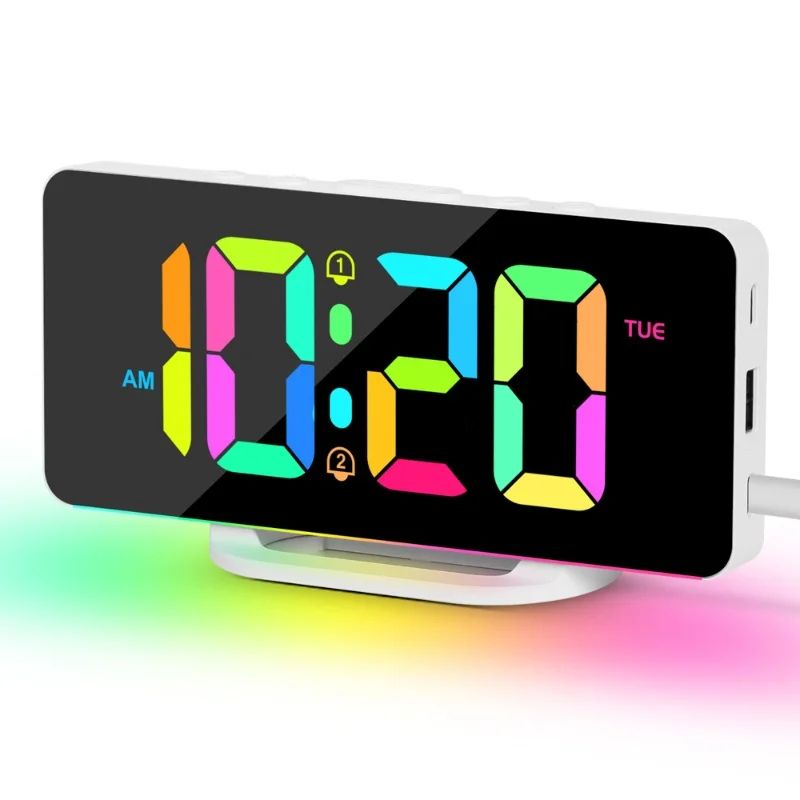 RGB Digital Alarm Clock with Mood Light and USB Charging