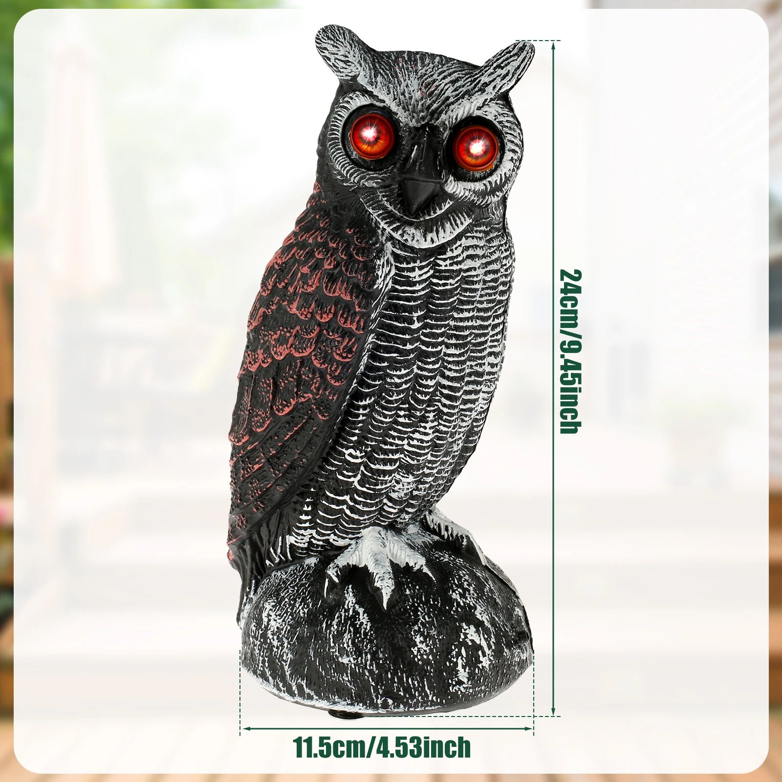 Solar Owl Bird Deterrent with Sound and Light Waterproof Garden Scarecrow