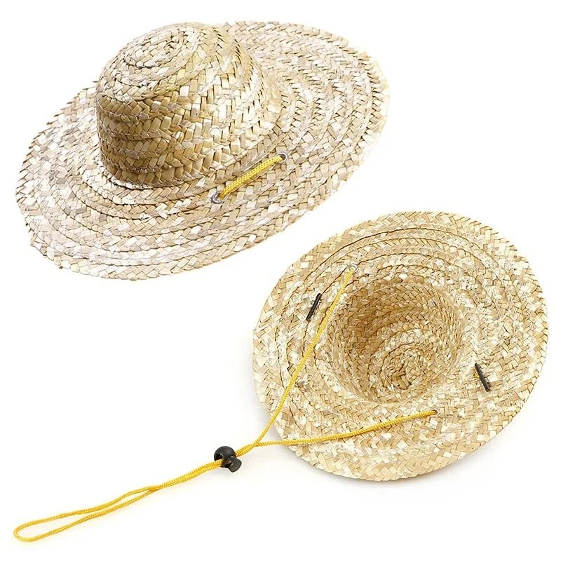 Cute Straw Pet Hat for Small Dogs and Cats Beach Party Costume Accessory