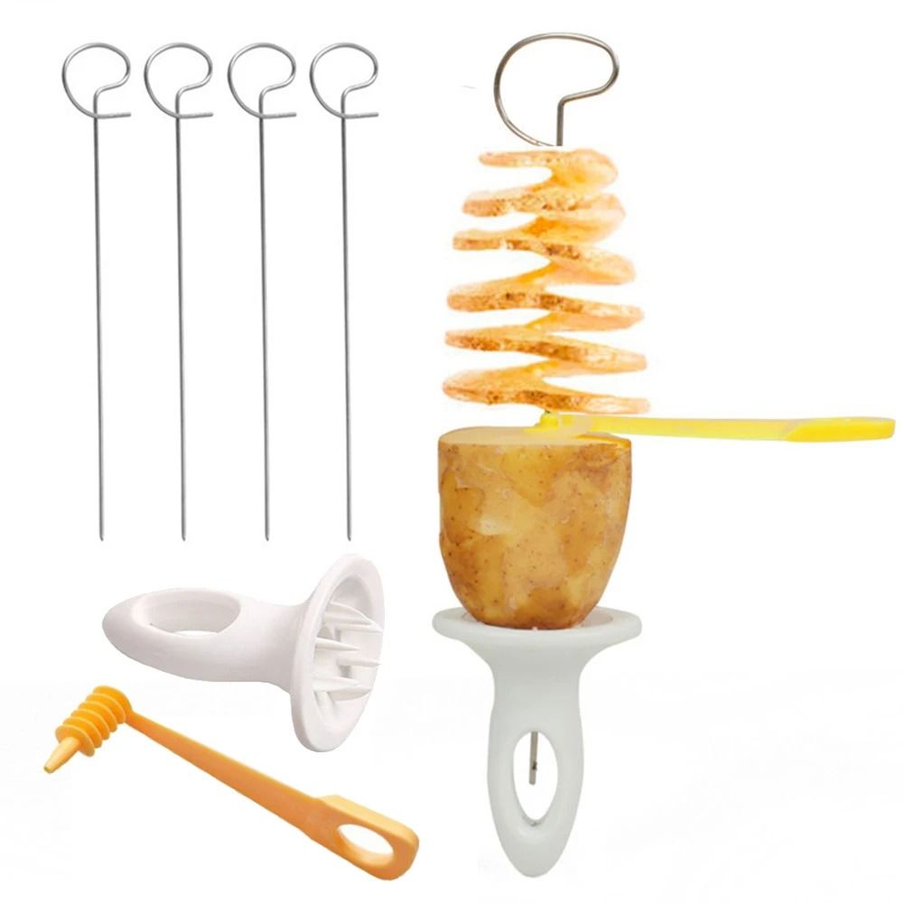Creative Stainless Steel Rotate Potato Slicer and Twisted Spiral Cutter Kitchen Gadget Set
