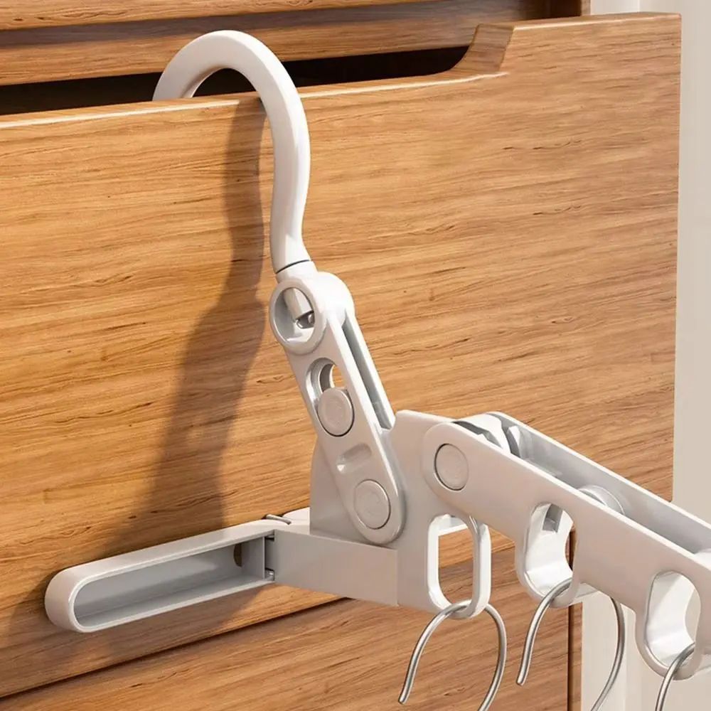 Foldable Travel Clothes Drying Rack with Adjustable Hooks