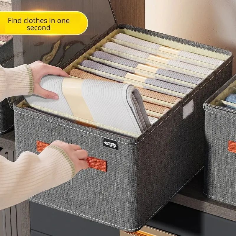 Oxford Partition Clothing Storage Box – Wardrobe Organizer with Transparent Lid