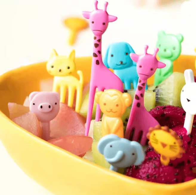 FunBite Animal Fruit Fork Picks 10 Piece Kids Bento Snack Set