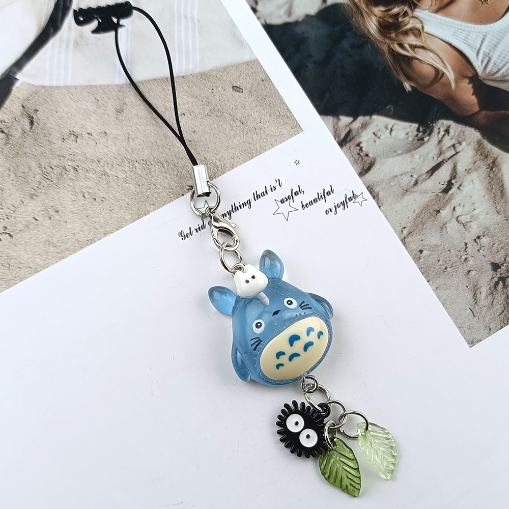 Kawaii Totoro Phone Charm Cute Anime Keychain Soot Sprite Pendant