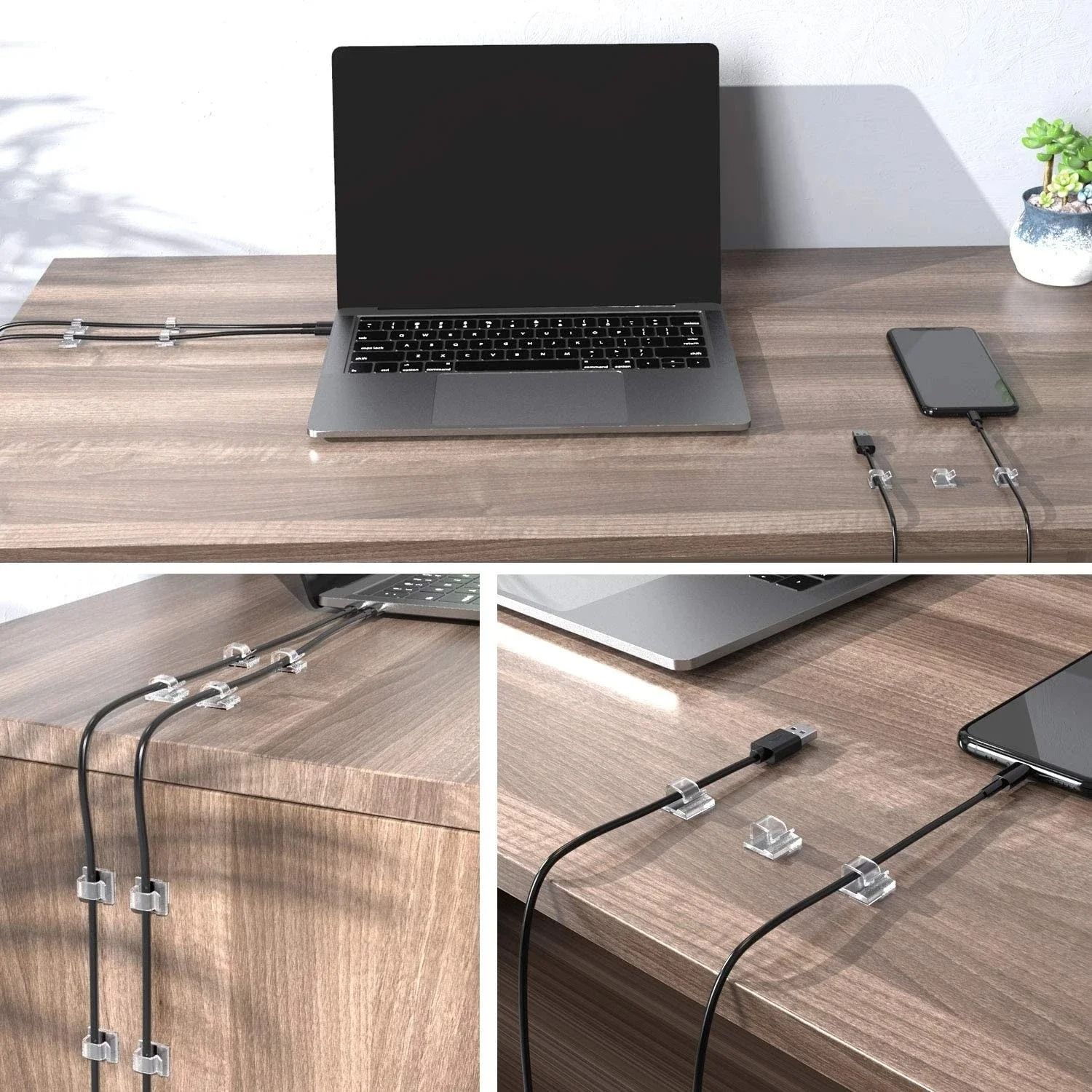 Self Adhesive Adjustable Cable Clips Wire Clamps Organizer Set 50 Piece