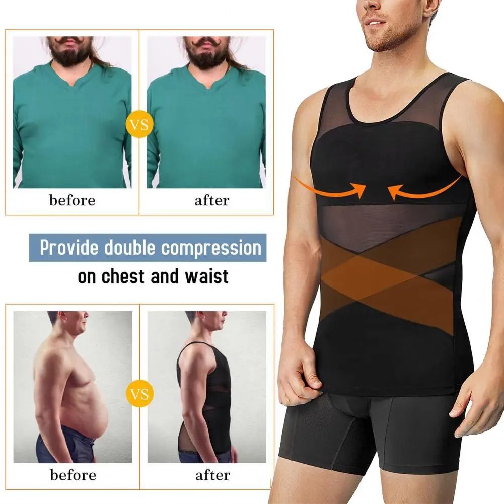Mens Compression Tank Top Slimming Undershirt Body Shaper