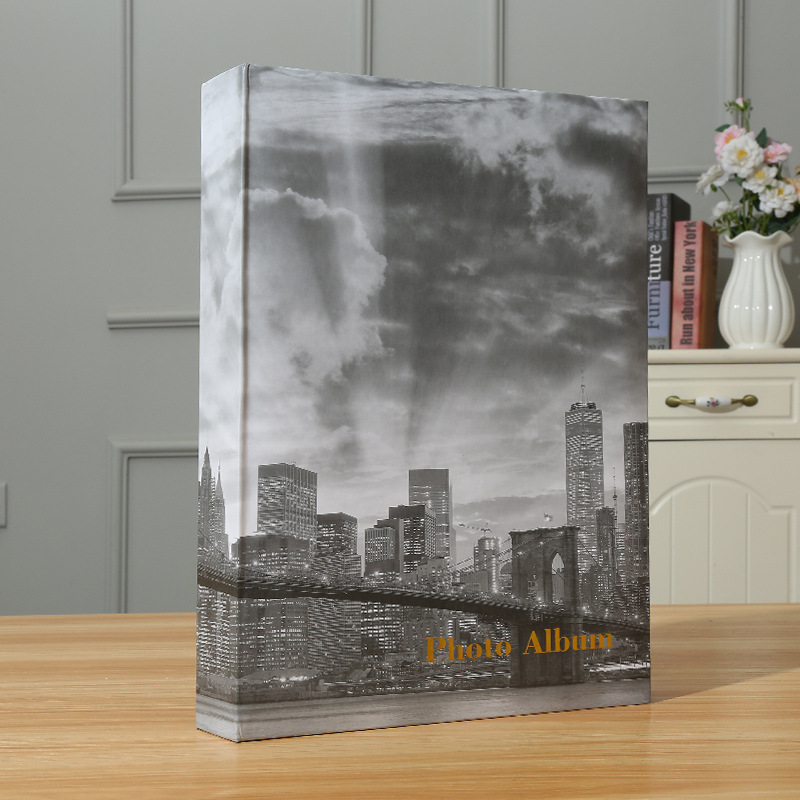 Vintage City Print Photo Album – Wedding Memory Book, Scrapbook Case for Photos