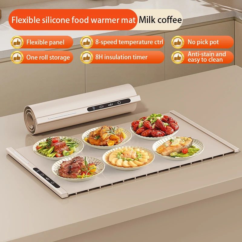 Flexible Silicone Food Warmer Mat Foldable Electric Warming Tray – Constant-Heat Food Warming Board
