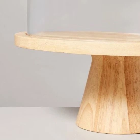 Hearth & Hand with Magnolia Wooden Cake Stand, Glass Cloche , Elegant Round Dessert Stand