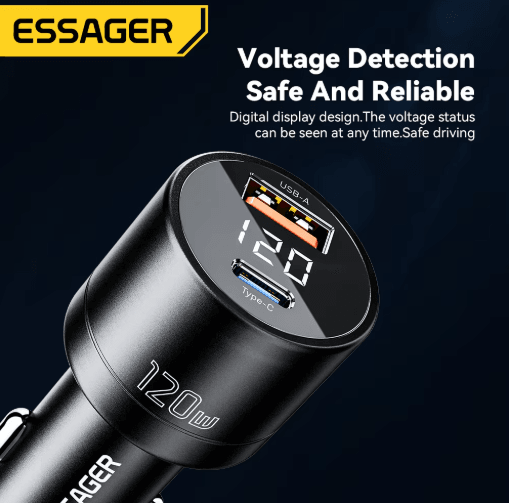 Essager 120W PD Car Charger QC 4.0 & PD 3.0 Fast USB C Adapter
