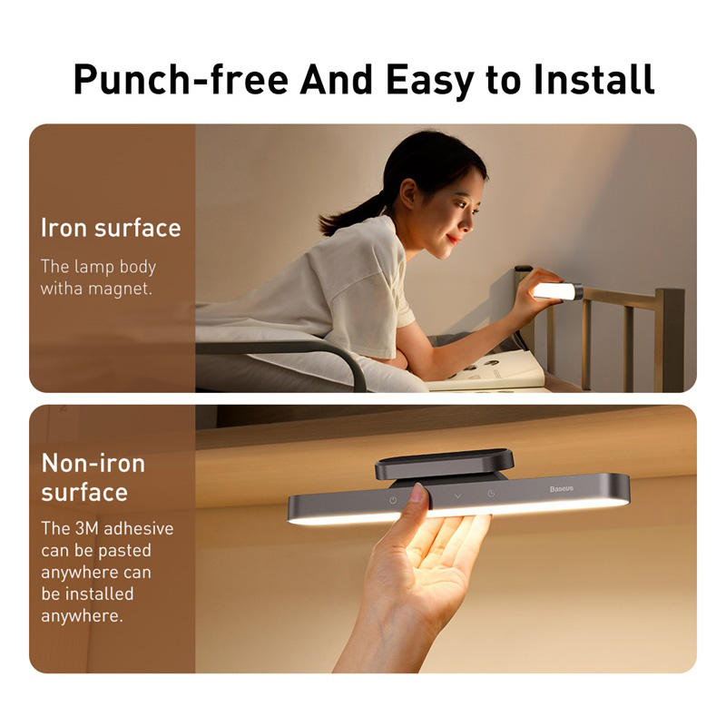 Rechargeable LED Baseus Desk Light, Magnetic Hanging Table Lamp, Stepless Dimming Desk Lamp, Eye Protection for Study an